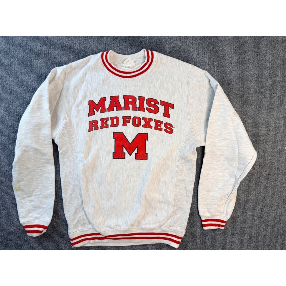 Champion Reverse Weave Marist Red Foxes Sweatshirt Small Gray Ringer Crewneck